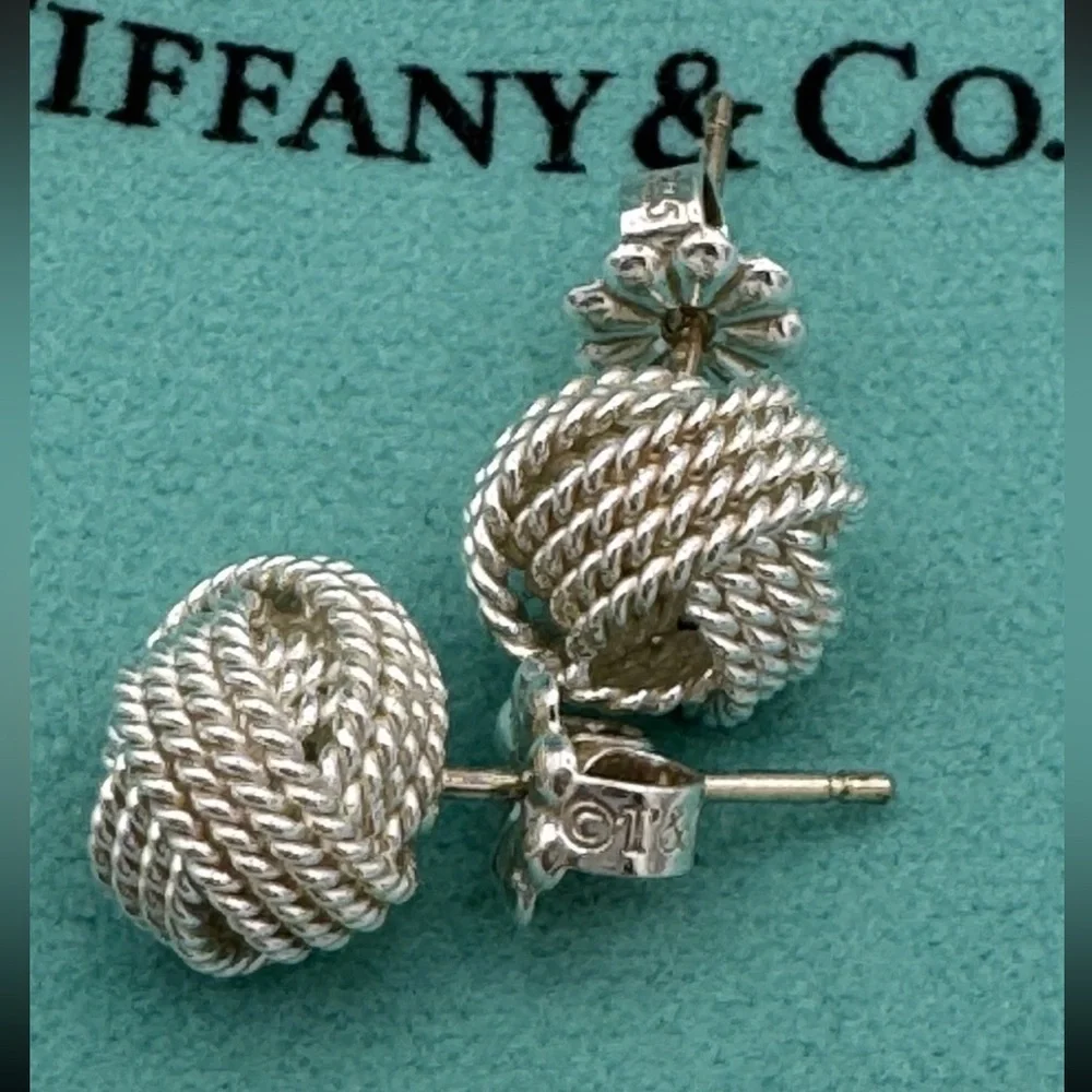 Tiffany & Co. Vintage 925 SilverTwist Knot Stud Earrings w/Pouch! 💯 % Authentic! - Picture 2 of 6